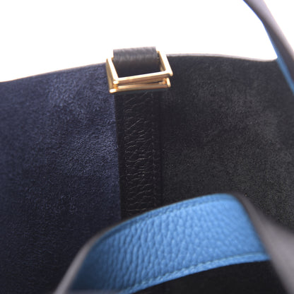 Hermes Taurillon Clemence Casaque Picotin Lock 18 PM Bleu Nuit Black Blue Frida 7 of 11