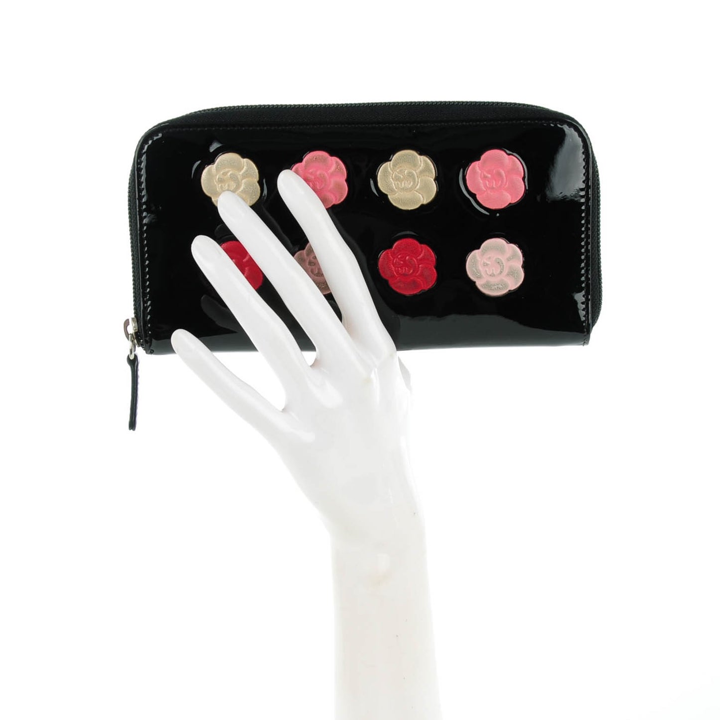Patent Camellia Wallet Black