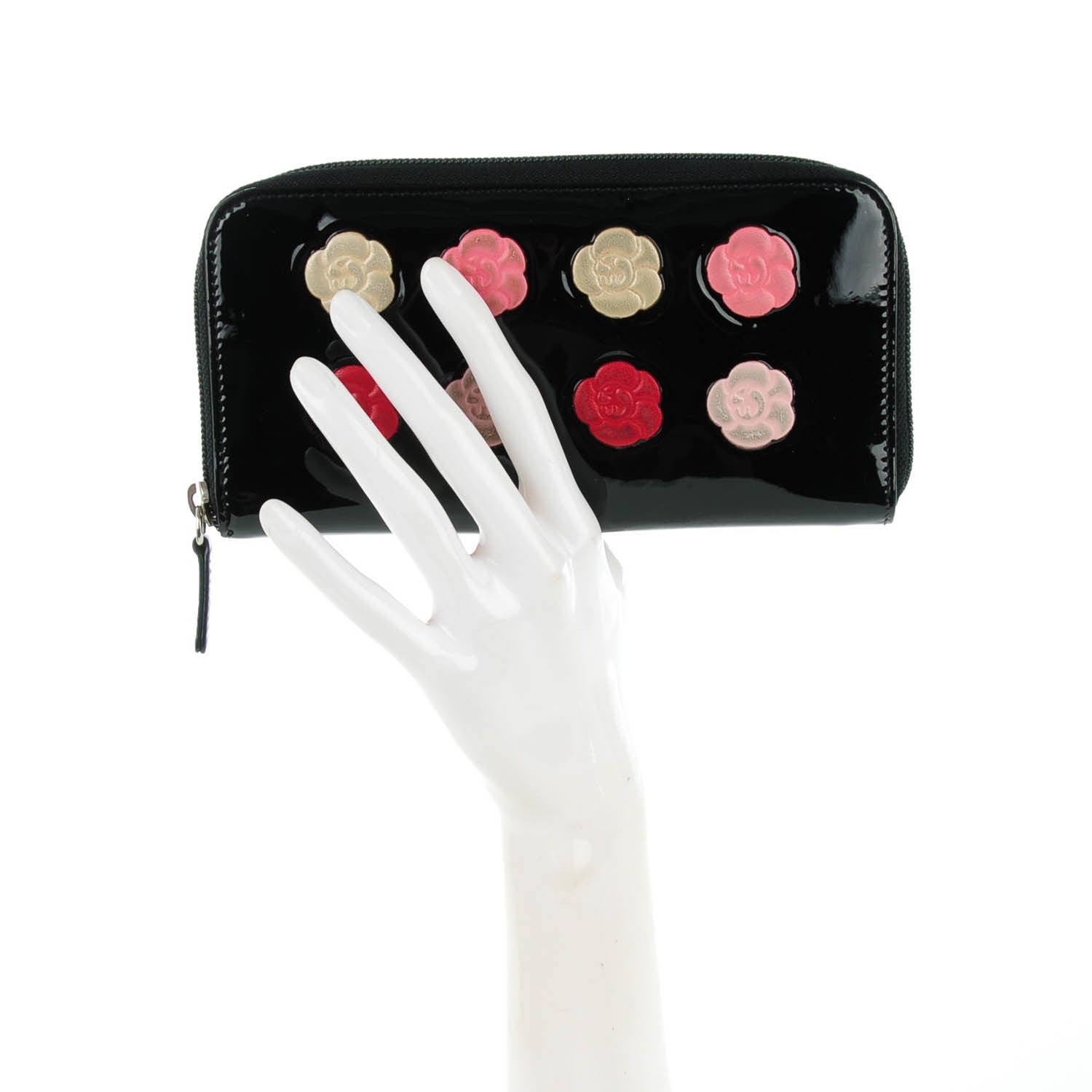 Chanel Patent Camellia Wallet Black 2 of 10