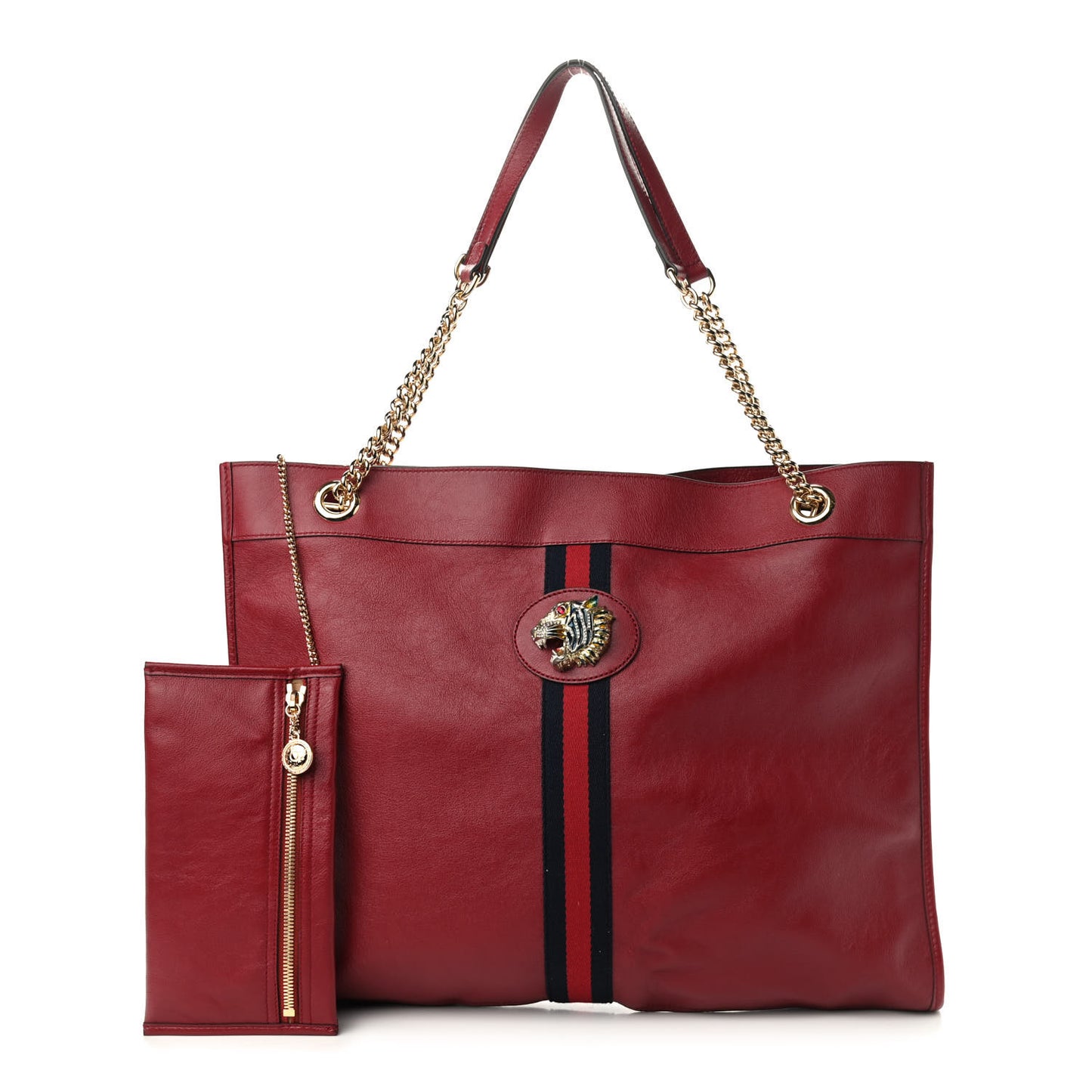 Calfskin Large Rajah Chain Tote Romantic Cherry