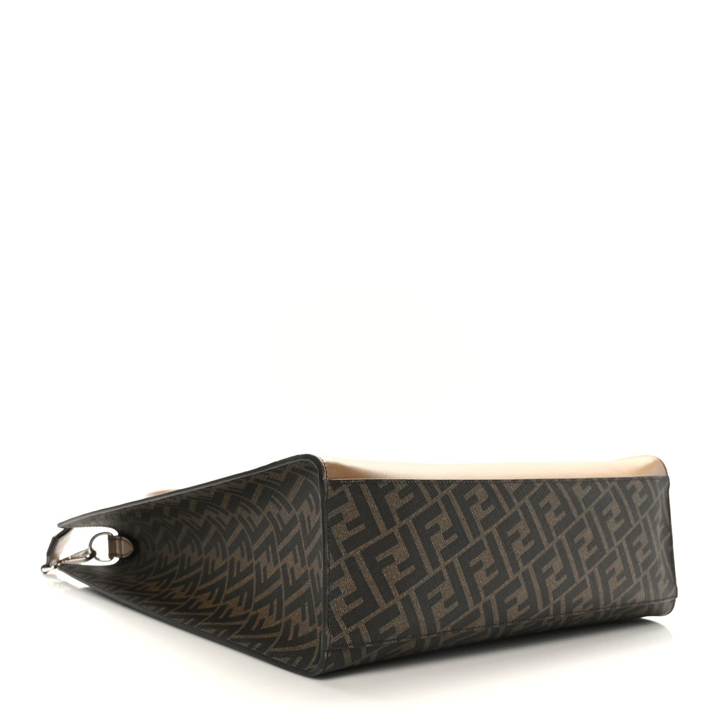 Glazed Fabric Vitello Cover FF 1974 Diagonal Bi-Color Vertical Tote Tobacco Moro Sand Black