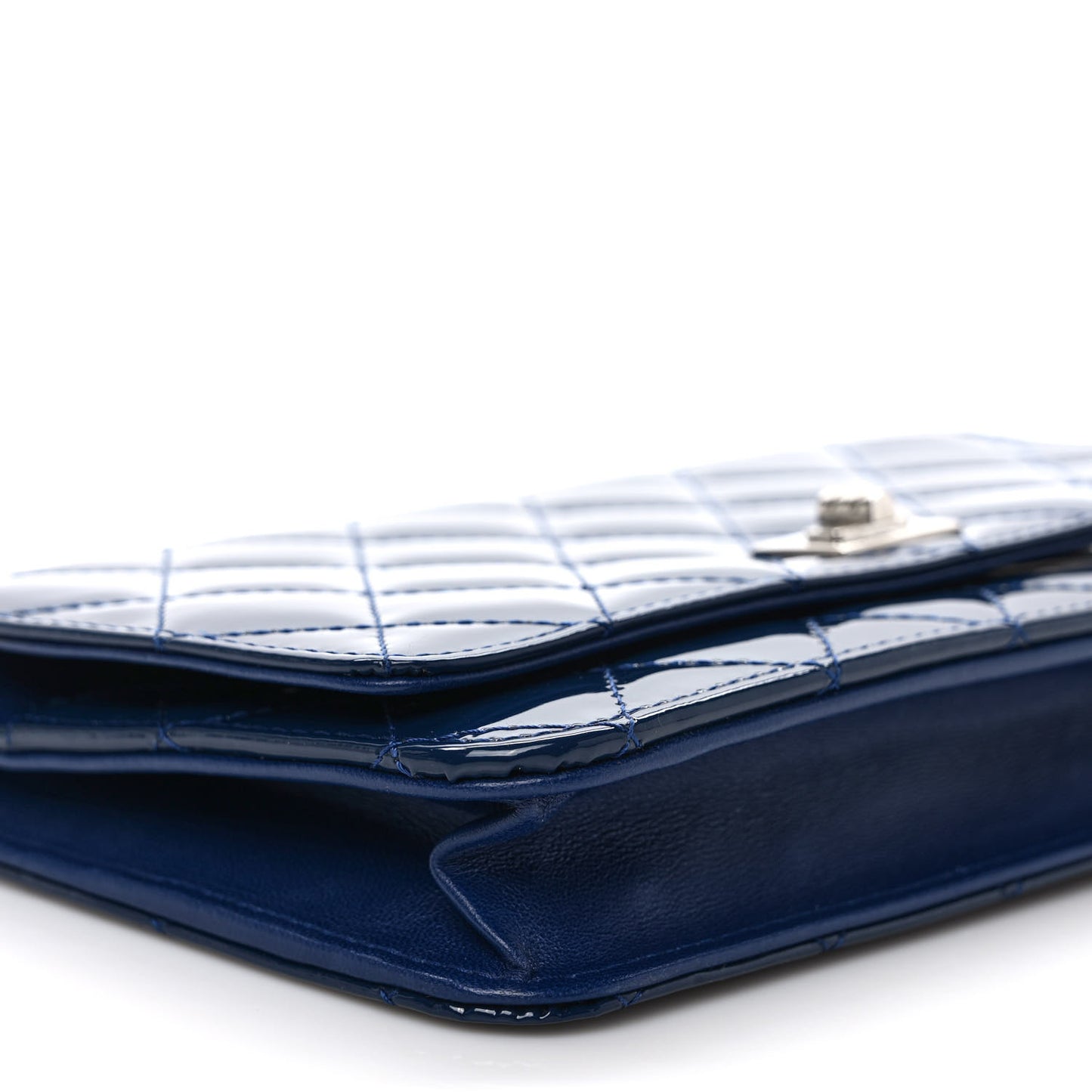 Patent Calfskin Quilted Reissue Wallet On Chain WOC Dark Navy Blue