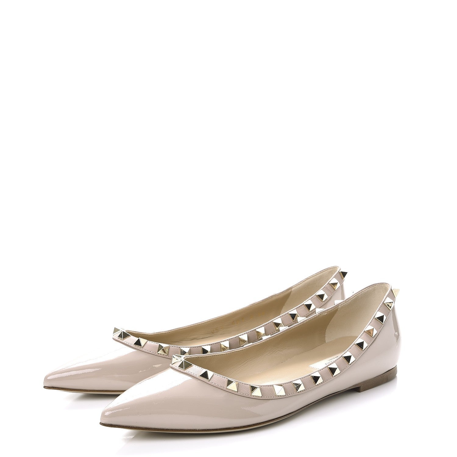 Valentino Garavani Patent Rockstud Ballerina Flats 38 Poudre 3 of 9