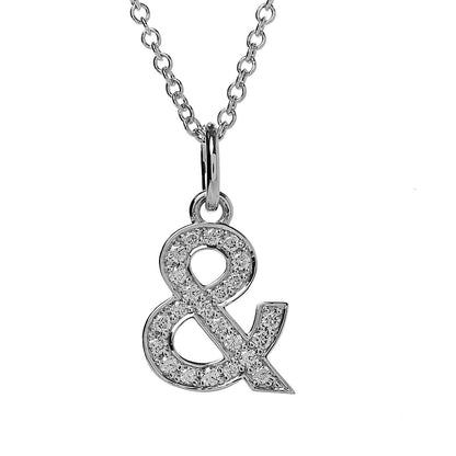 Tiffany 18K White Gold Diamond Medium Ampersand Pendant Necklace 4 of 8