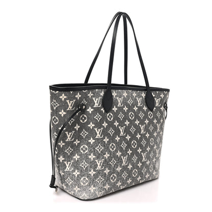Louis Vuitton Denim Monogram Jacquard Neverfull MM Grey 4 of 11
