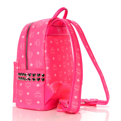 MCM Visetos Small Side Stud Stark Backpack Neon Pink 2 of 9