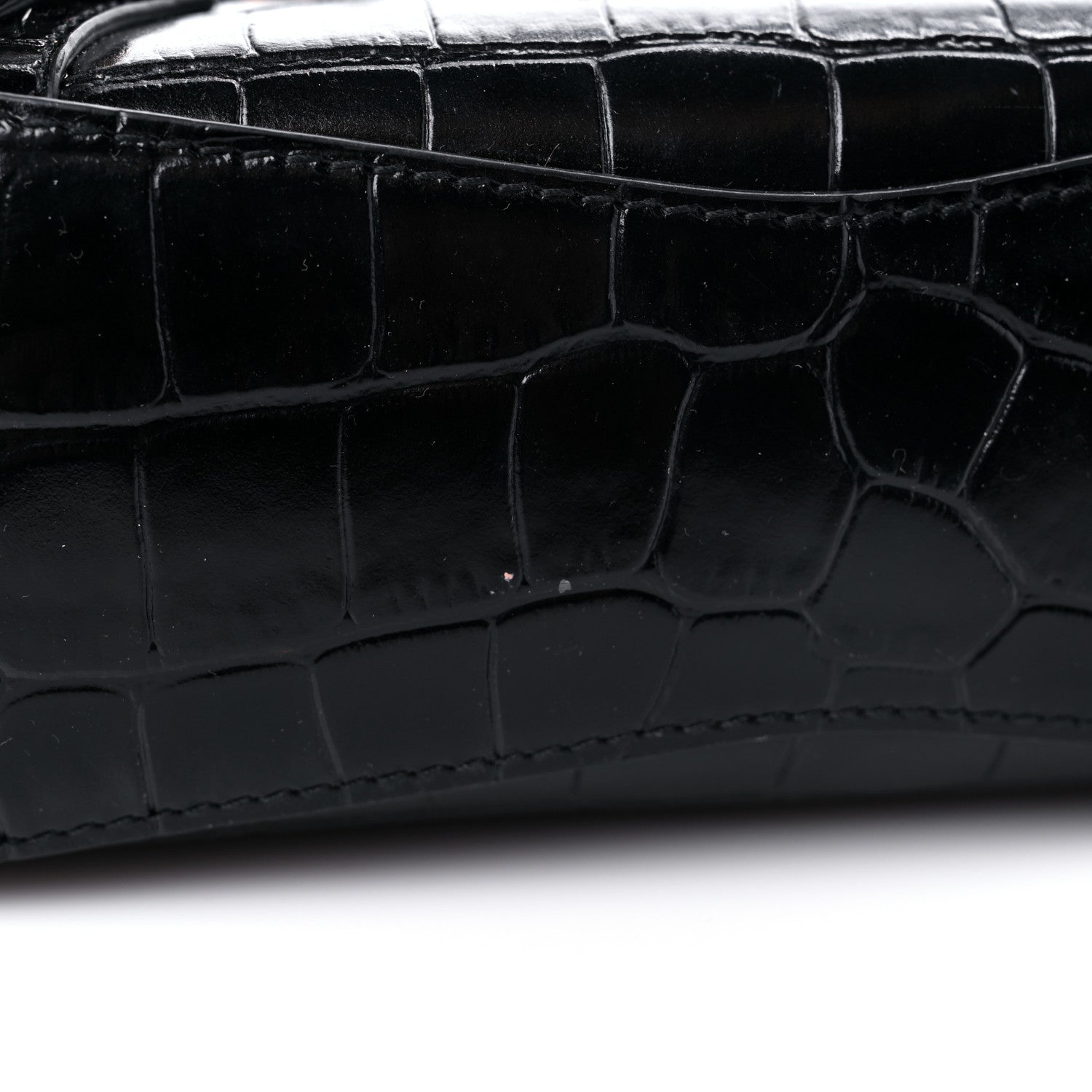 Balenciaga Shiny Supple Calfskin Crocodile Embossed Neo Classic Gold Hardware Nano City Crossbody Black 10 of 10