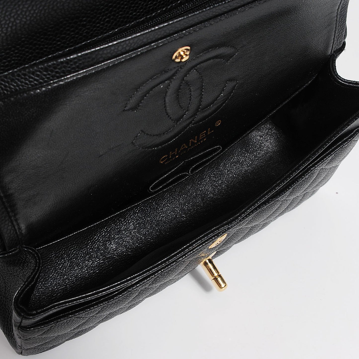 Caviar Quilted Small Double Flap Black