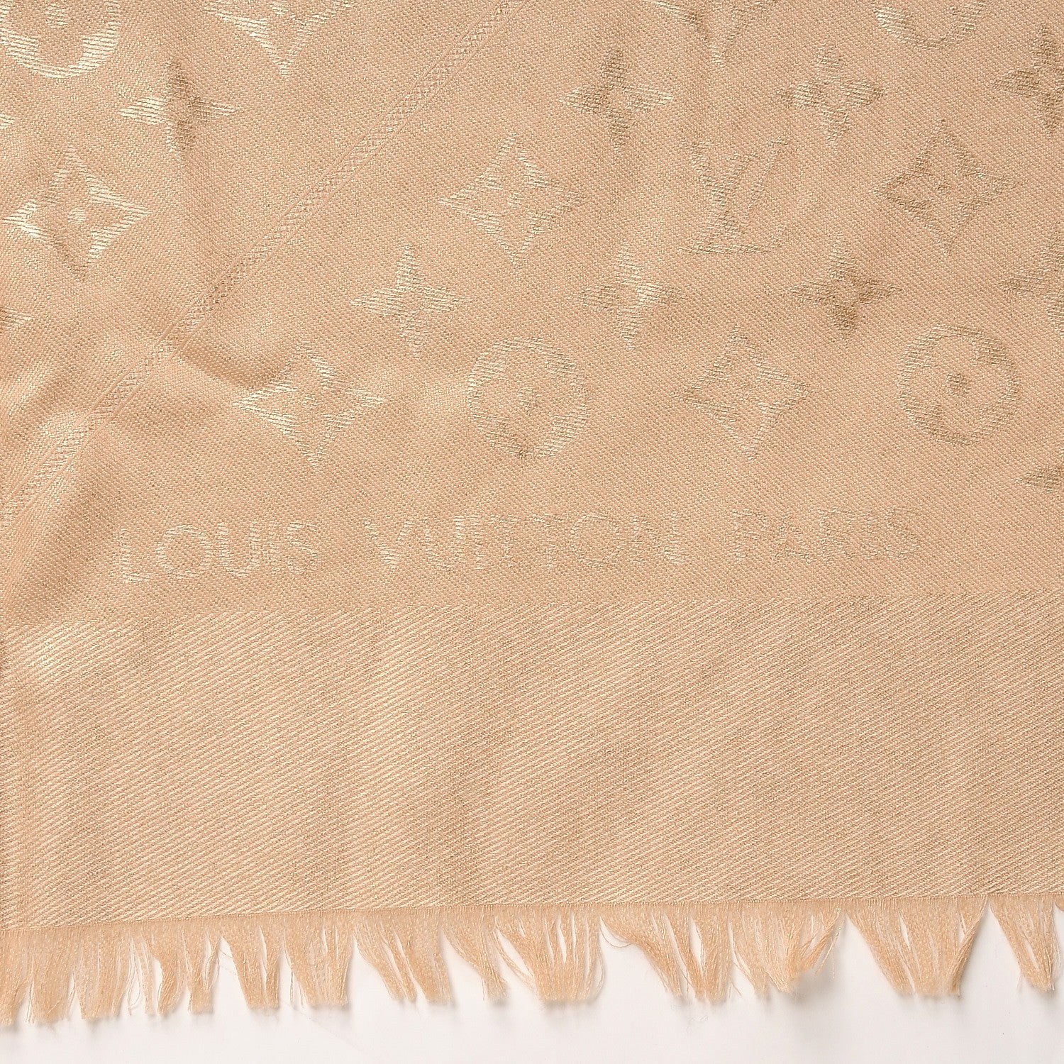 Louis Vuitton Silk Wool Monogram Rock Shawl Gold 3 of 4