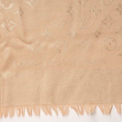 Louis Vuitton Silk Wool Monogram Rock Shawl Gold 3 of 4