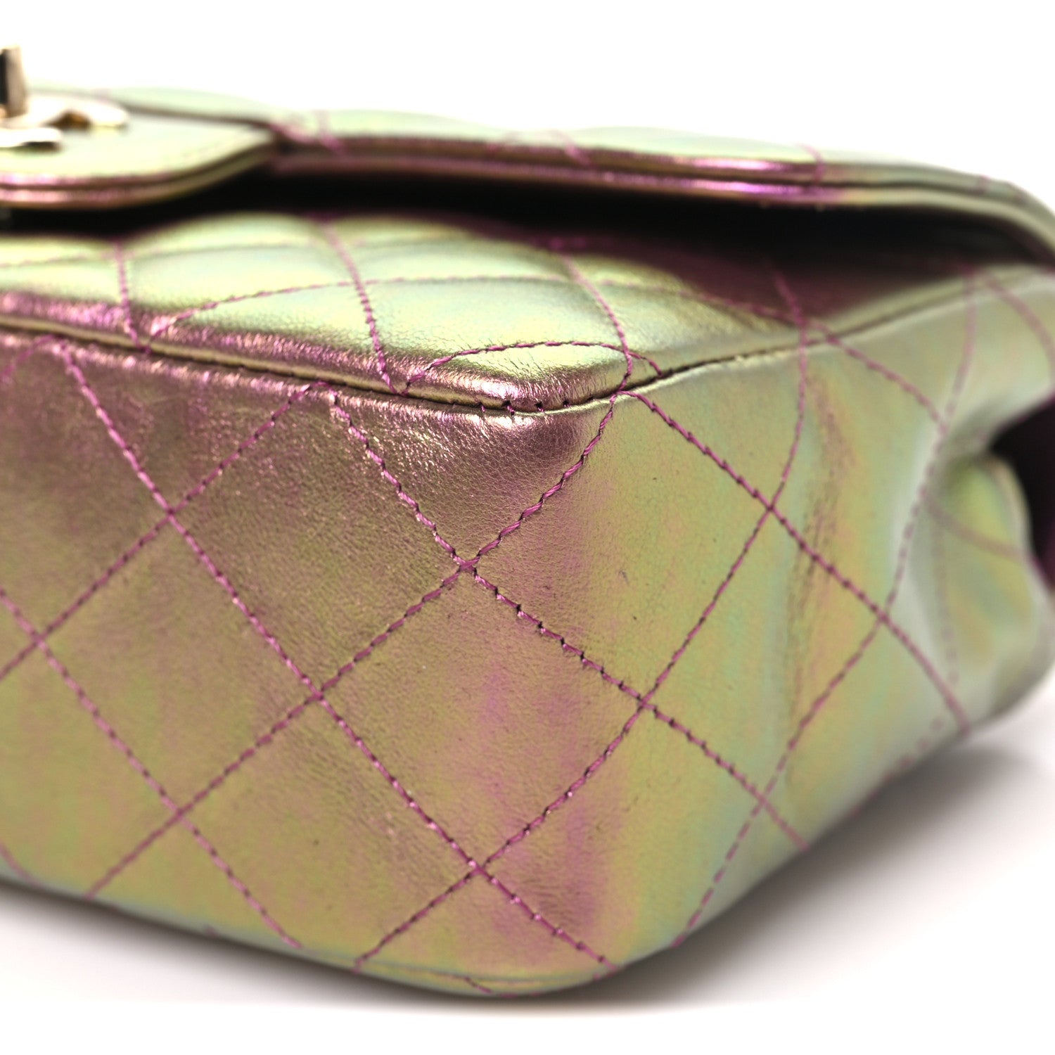 Chanel Iridescent Lambskin Quilted Mini Rectangular Flap Purple 10 of 11