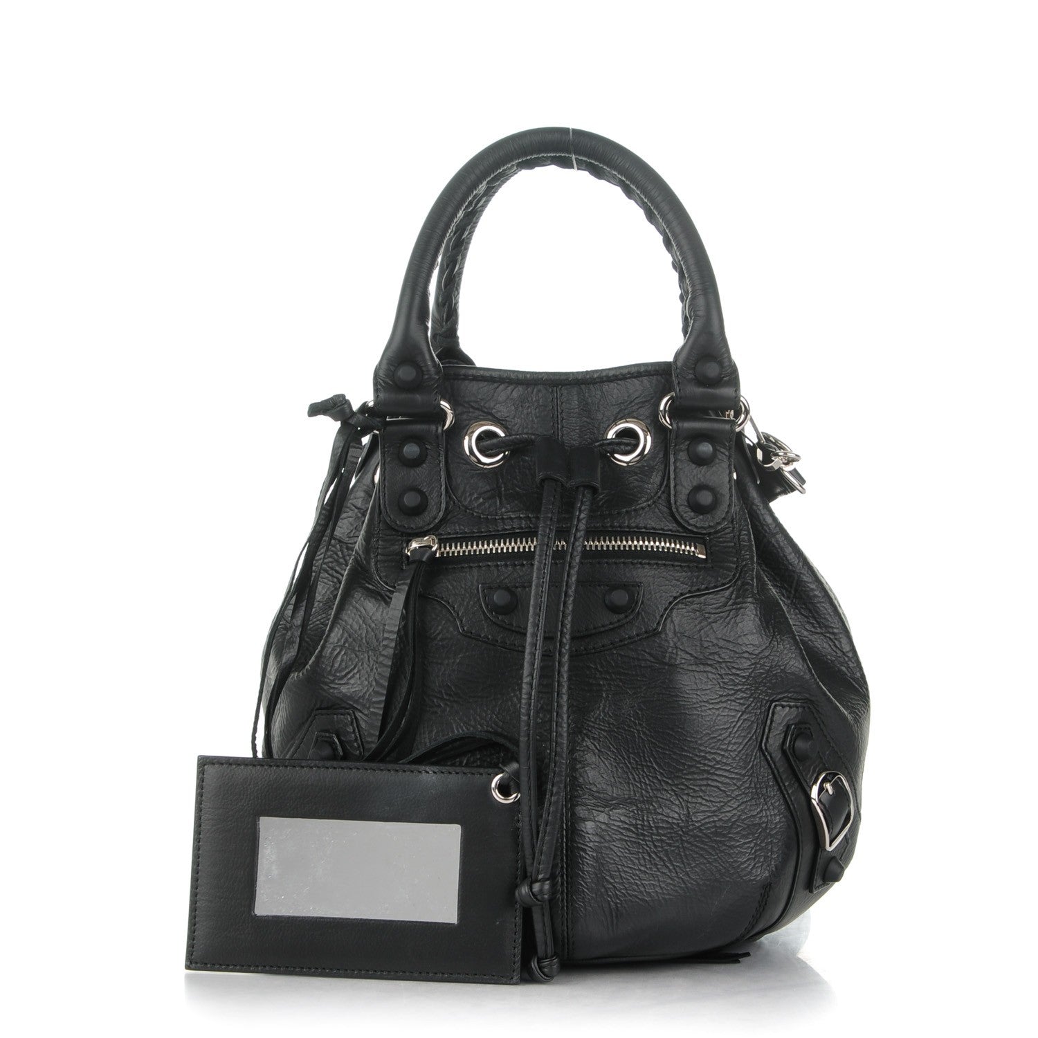 Balenciaga Matte Goatskin Rubber Covered Classic Hardware Mini Pompon Black 1 of 7