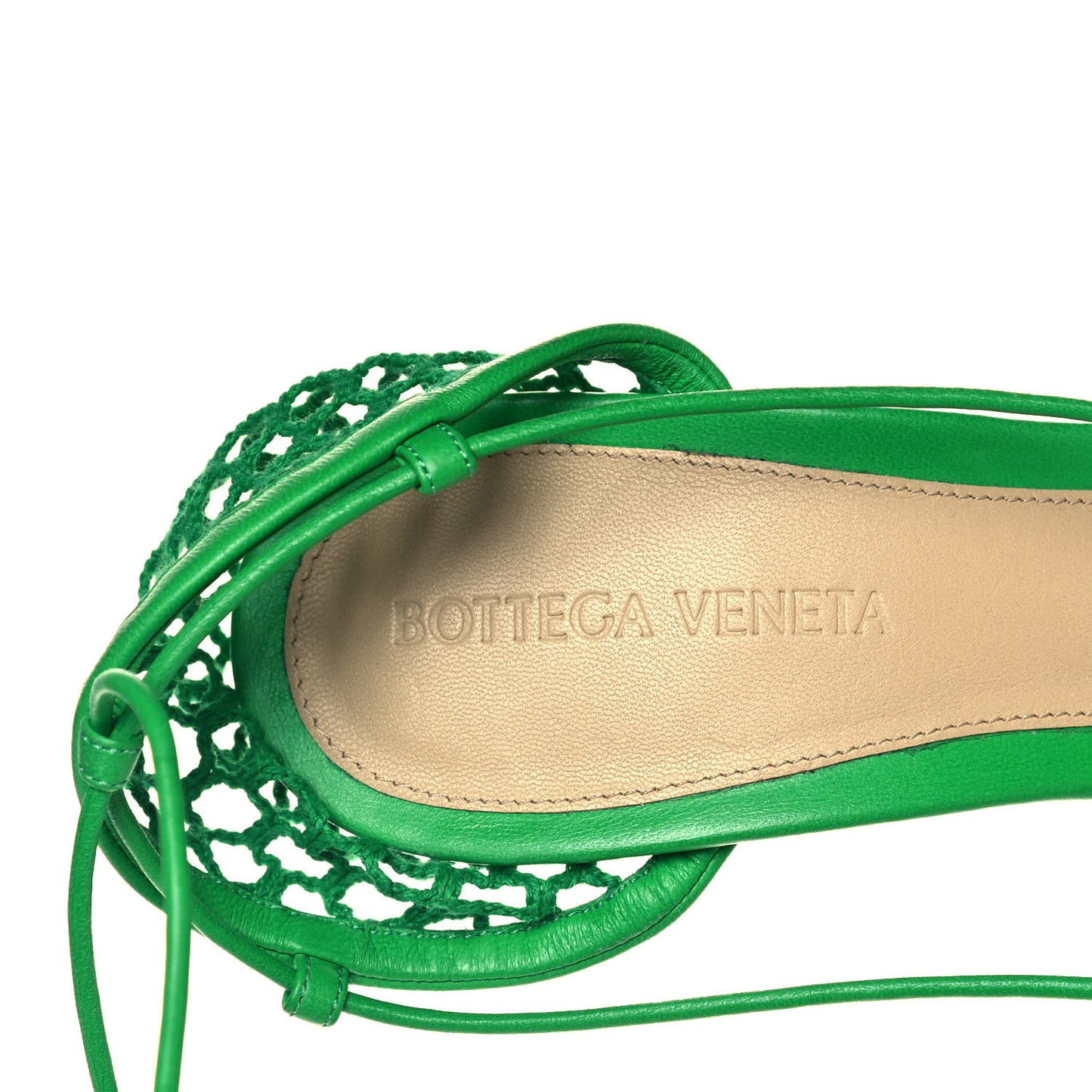 Mesh Nappa Stretch Ankle Tie 90mm Sandals 38 Grass