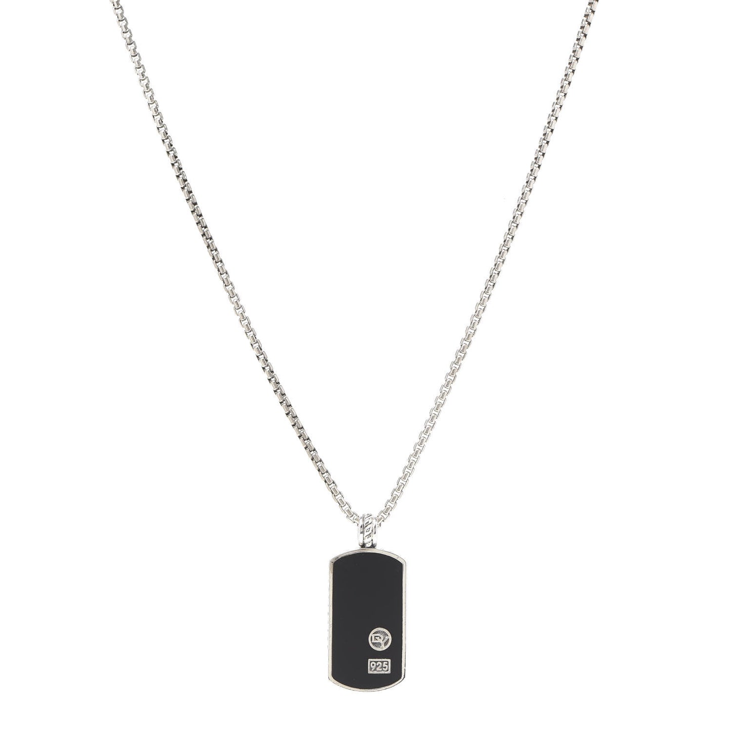 Sterling Silver Black Onyx Dog Tag Necklace