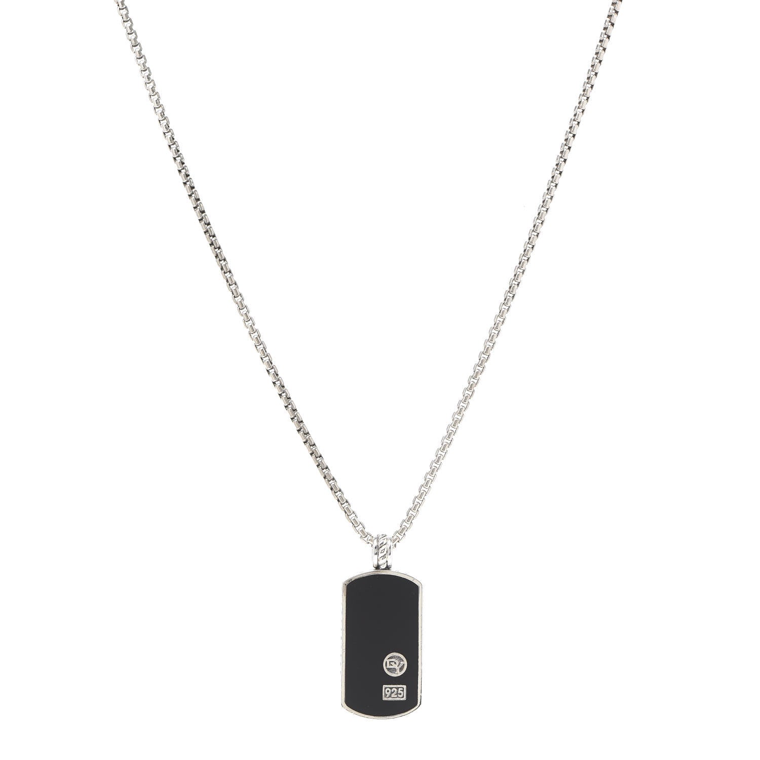 David Yurman Sterling Silver Black Onyx Dog Tag Necklace 1 of 5