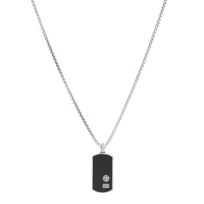 David Yurman Sterling Silver Black Onyx Dog Tag Necklace 1 of 5