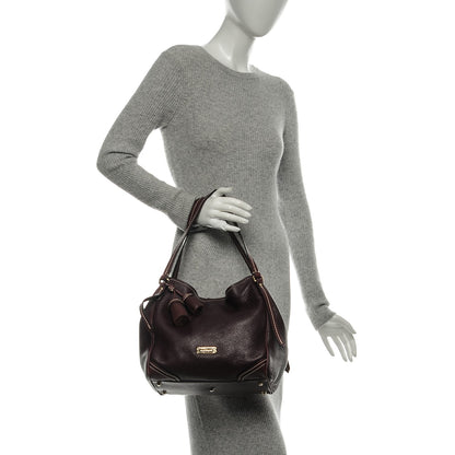 Burberry Calfskin Saddle Stitch Small Canterbury Tote Burgundy 2 of 13