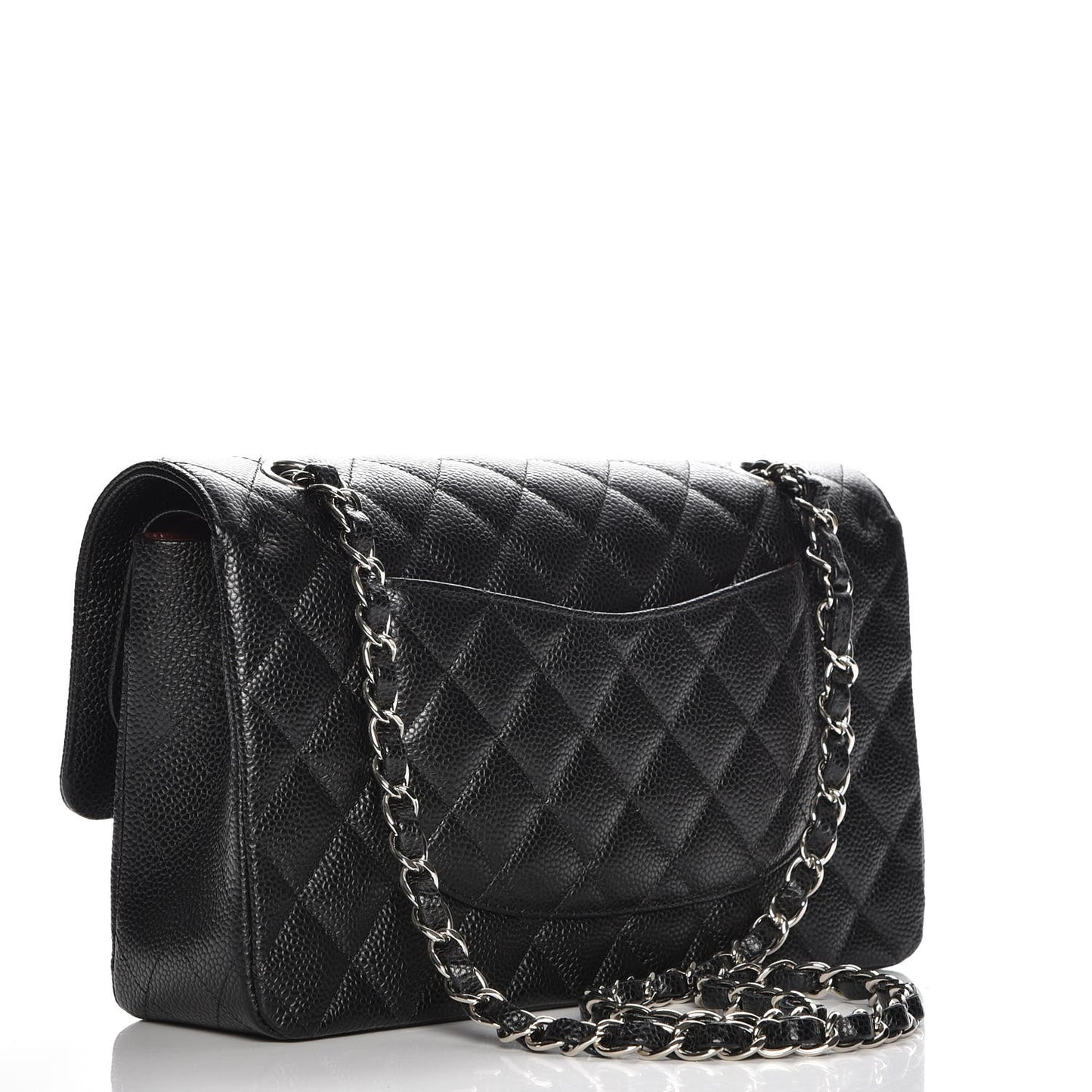 Caviar Quilted Medium Double Flap Black