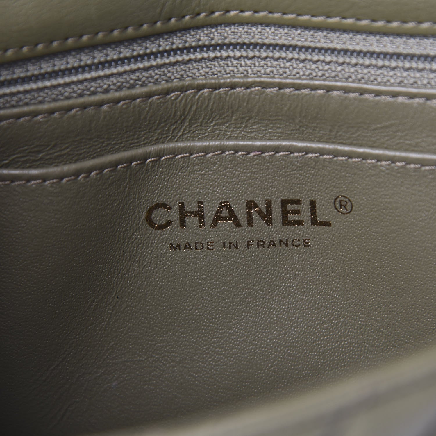 Chanel Calfskin Chevron Quilted Mini Rectangular Flap Khaki 6 of 10
