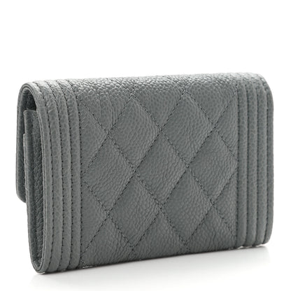 Chanel Caviar Quilted Boy Flap Card Holder Grey 3 of 9