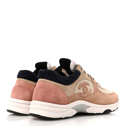 Chanel Suede Calfskin CC Sneakers 36.5 Brown Beige 5 of 10