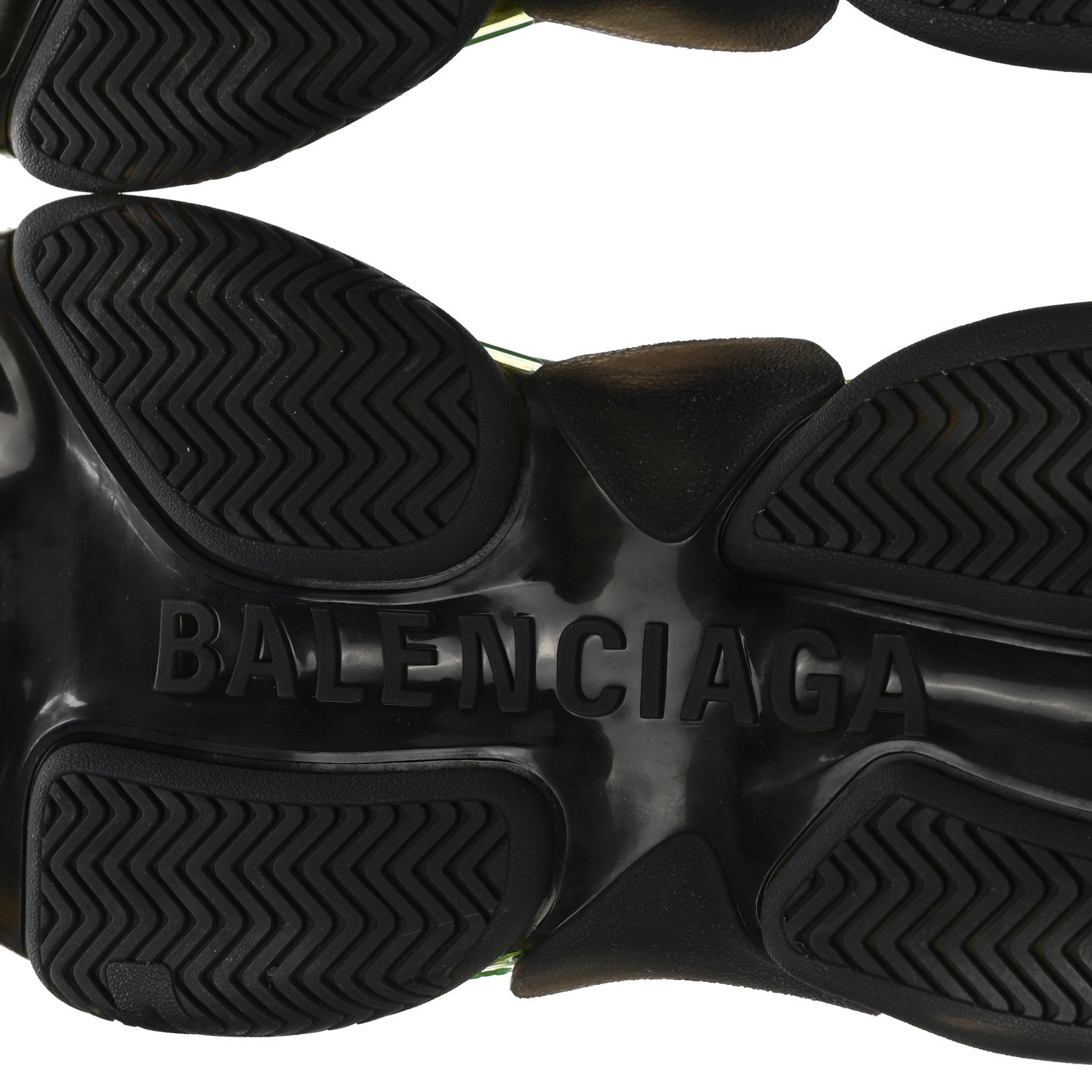 Balenciaga Fabric Mesh Clear Sole Mens Triple S Sneakers 42 Black Yellow Fluo 6 of 9