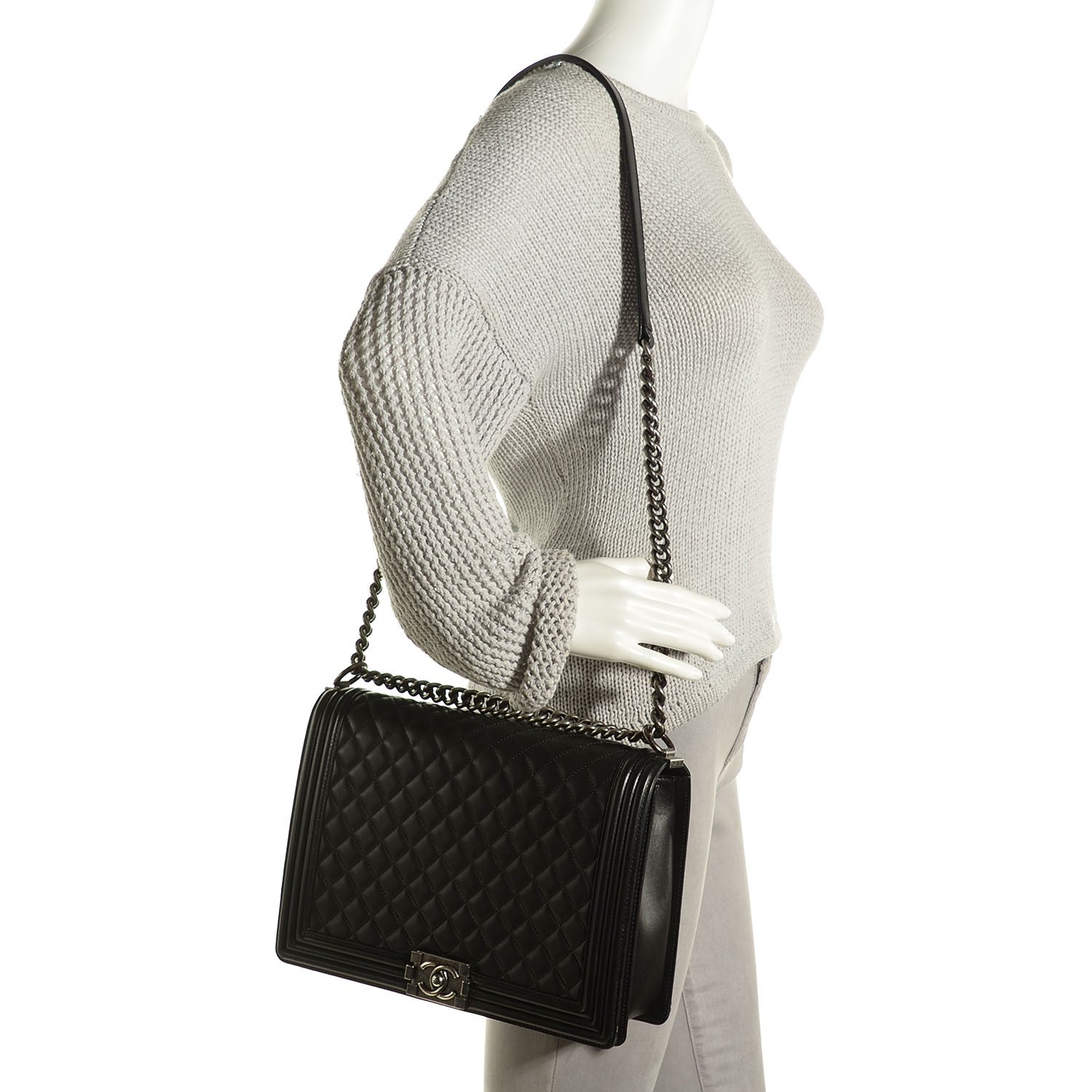 Chanel Lambskin Quilted Large Boy Flap Black 2 of 8