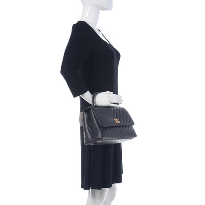 Chanel Caviar Chevron Quilted Small Coco Handle Flap Dark Grey 2 of 11