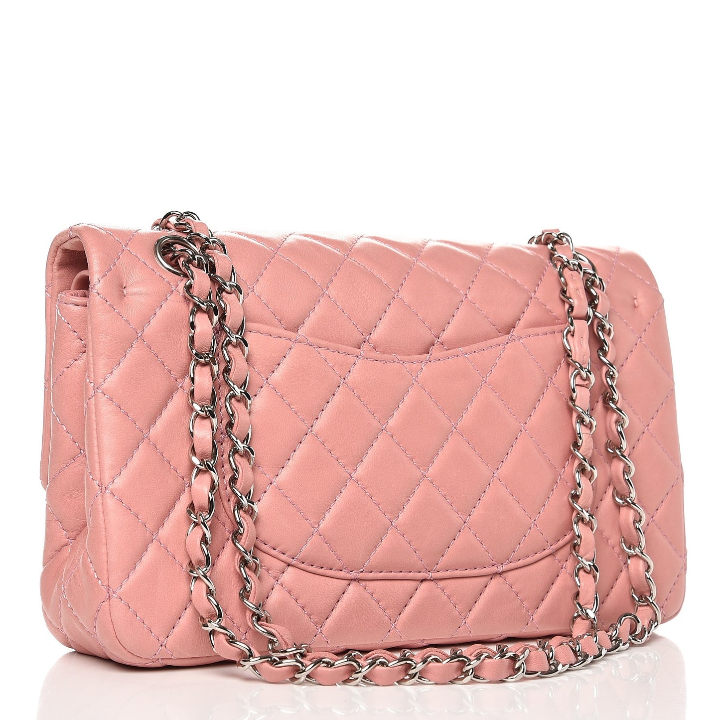 Lambskin Quilted Medium Double Flap Pink