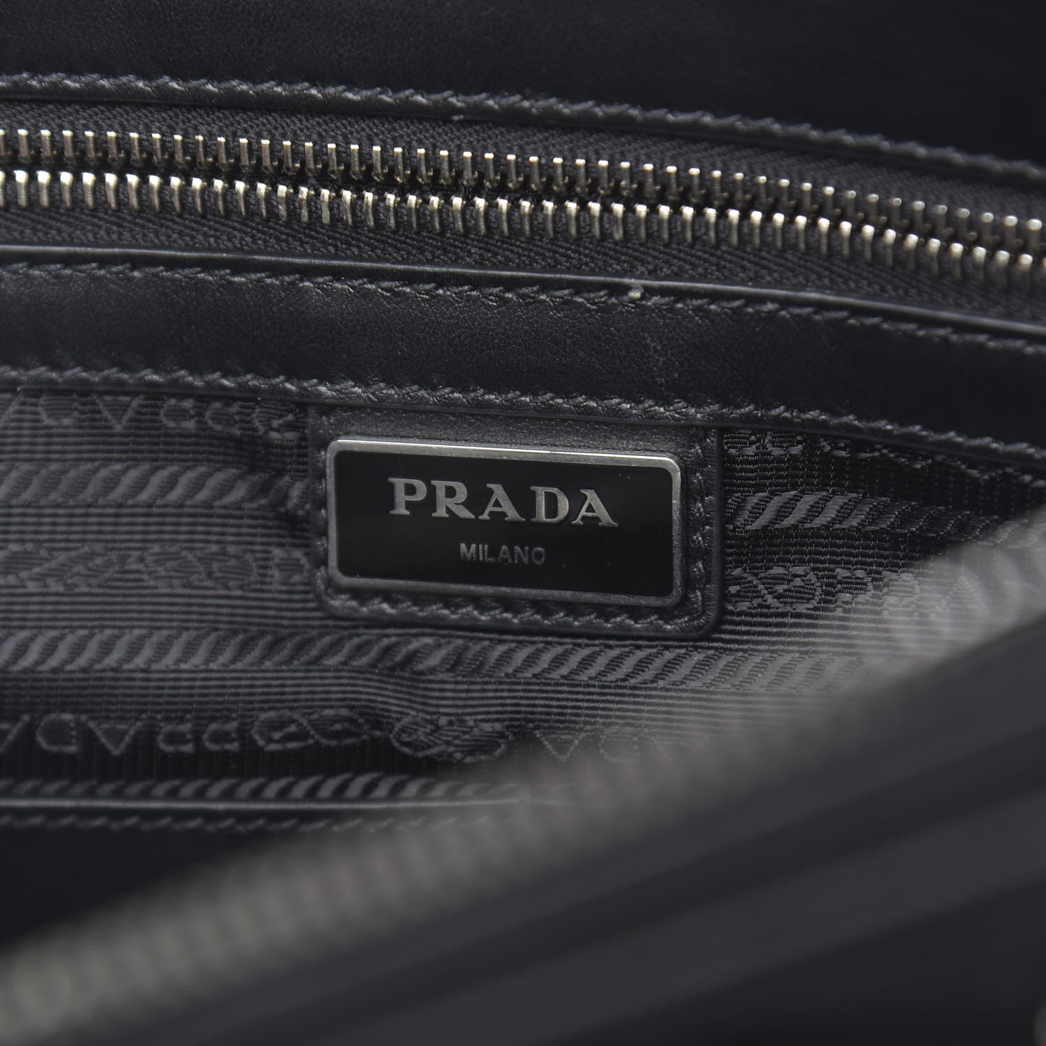 Prada Saffiano Crocodile Embossed Travel Briefcase Black 6 of 10