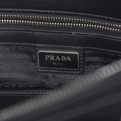 Prada Saffiano Crocodile Embossed Travel Briefcase Black 6 of 10