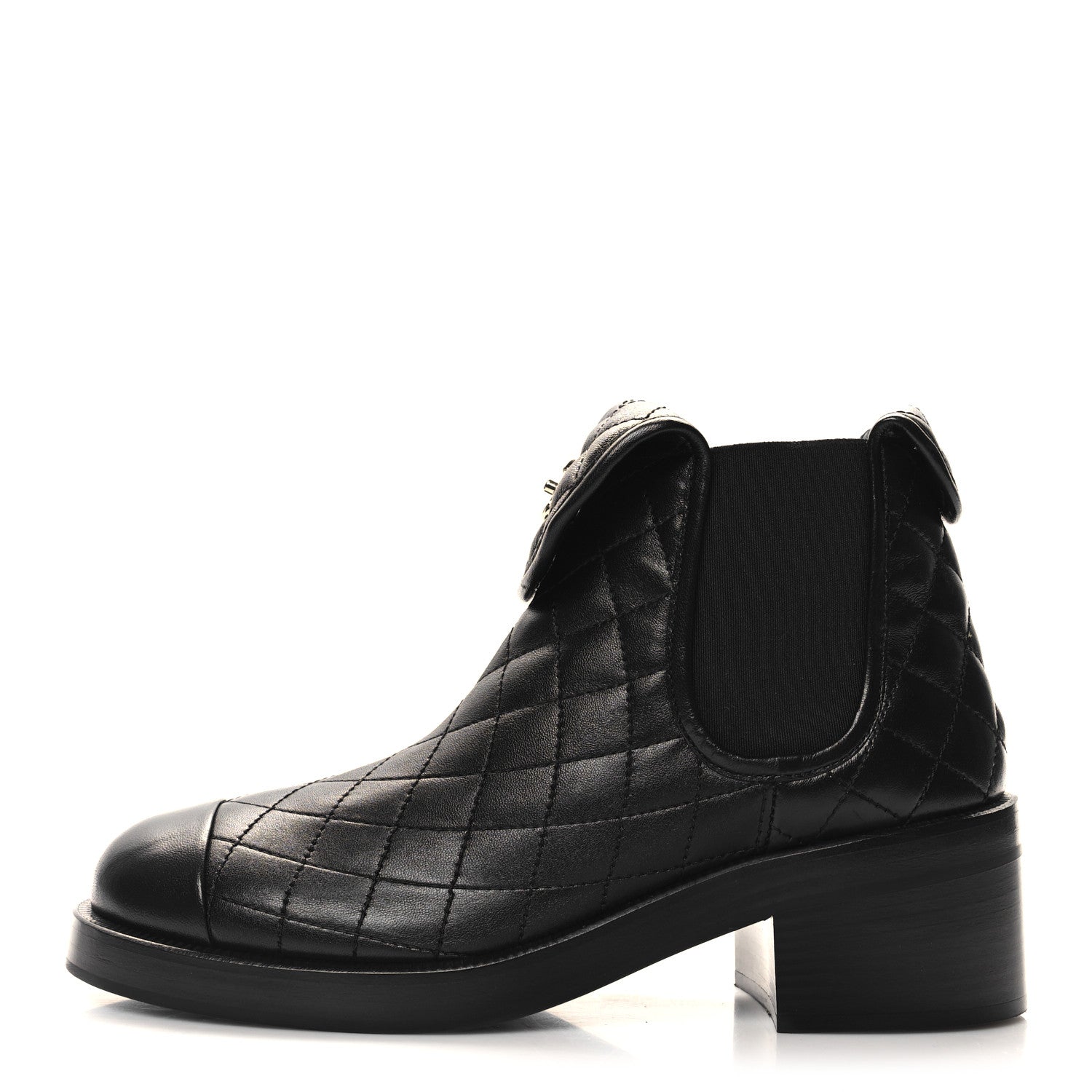 Chanel Lambskin Quilted Cap Toe CC Turnlock Booties 37 Black 1 of 9