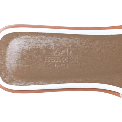 Hermes Box Calfskin Oran Sandals 37 White 10 of 11
