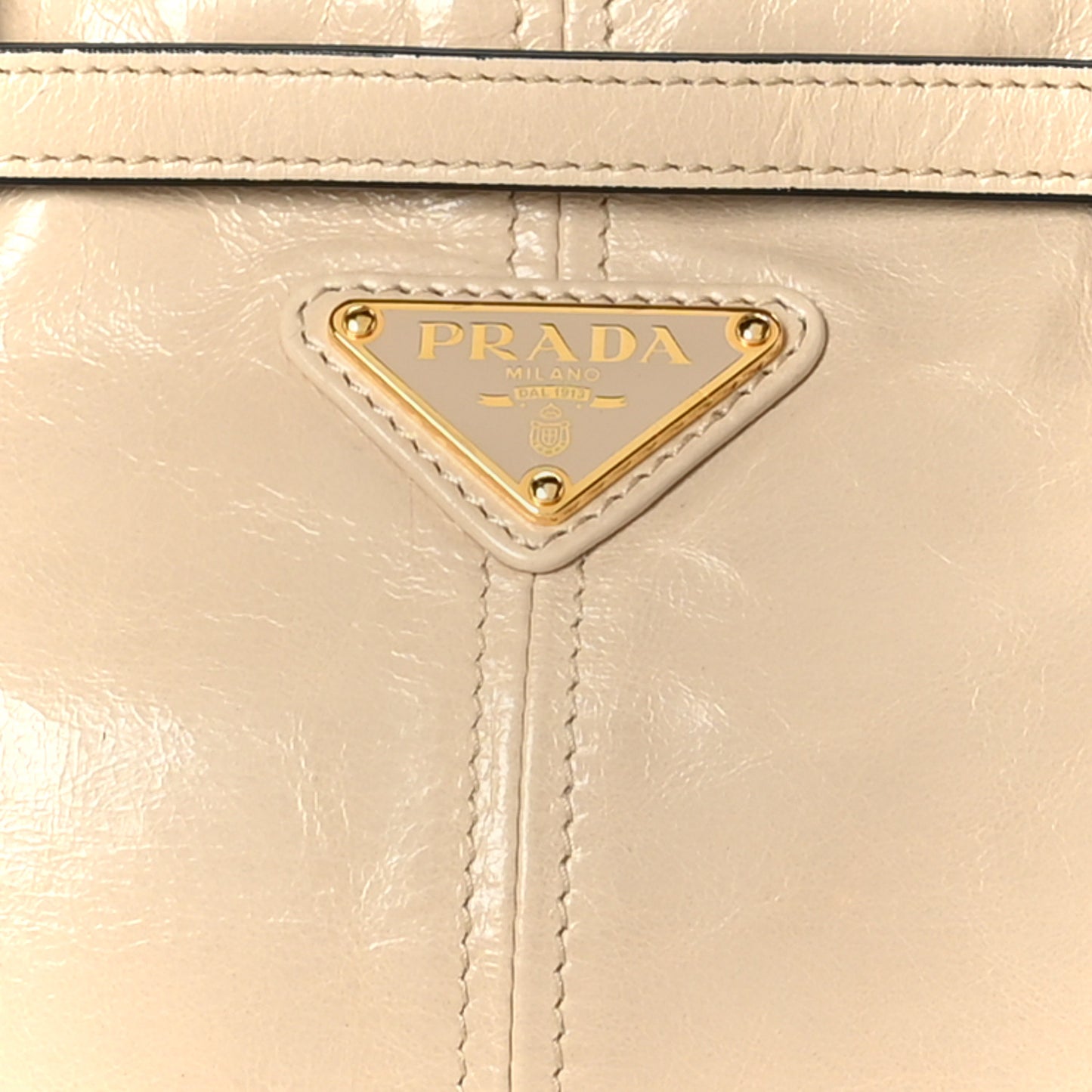 Glossy Calfskin Triangle Medium Bonnie Shoulder Bag Travertine
