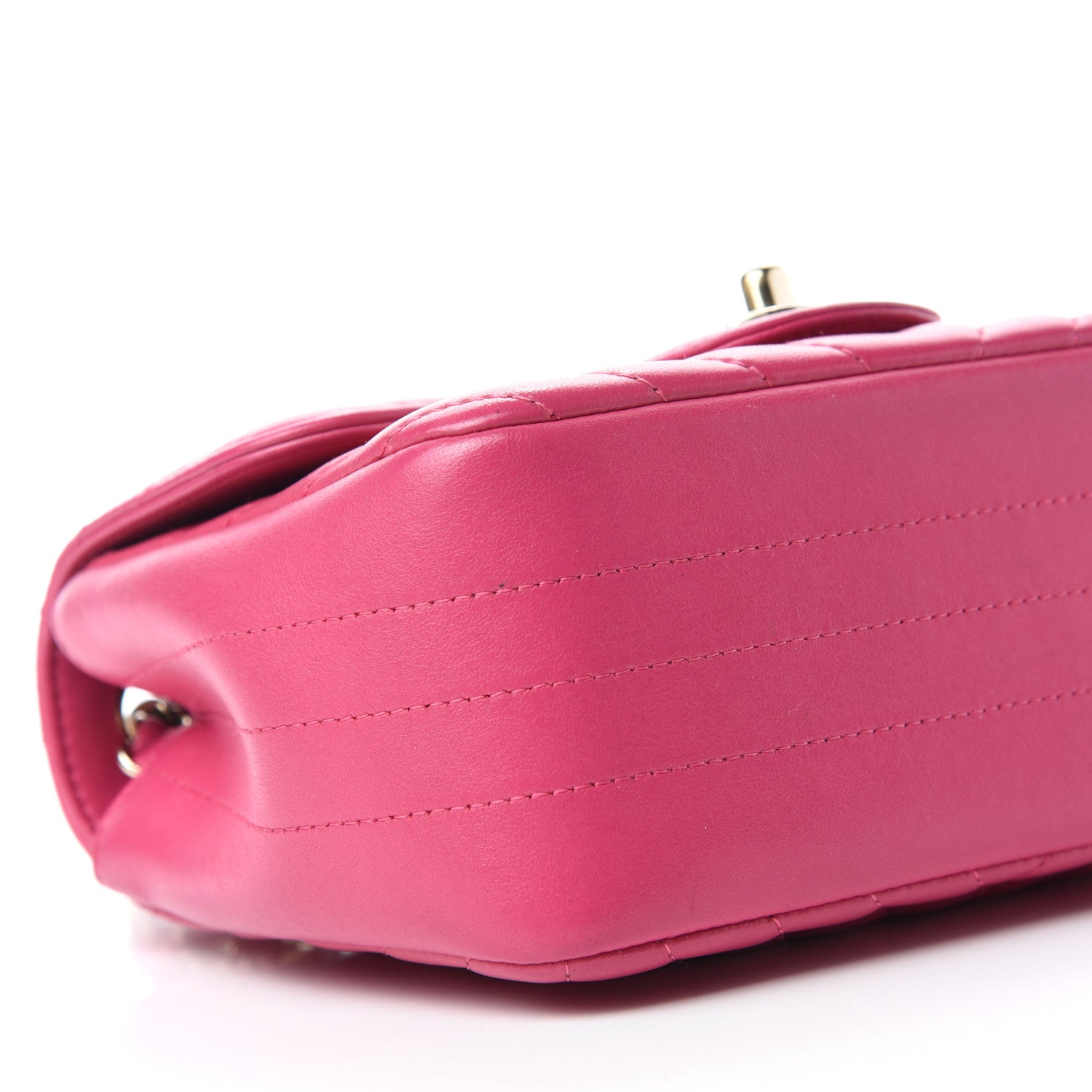 Chanel Lambskin Chevron Quilted Mini Square Flap Fuchsia 6 of 12