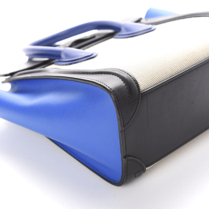 Celine Canvas Smooth Calfskin Nano Tri-Color Luggage Natural Blue 8 of 10