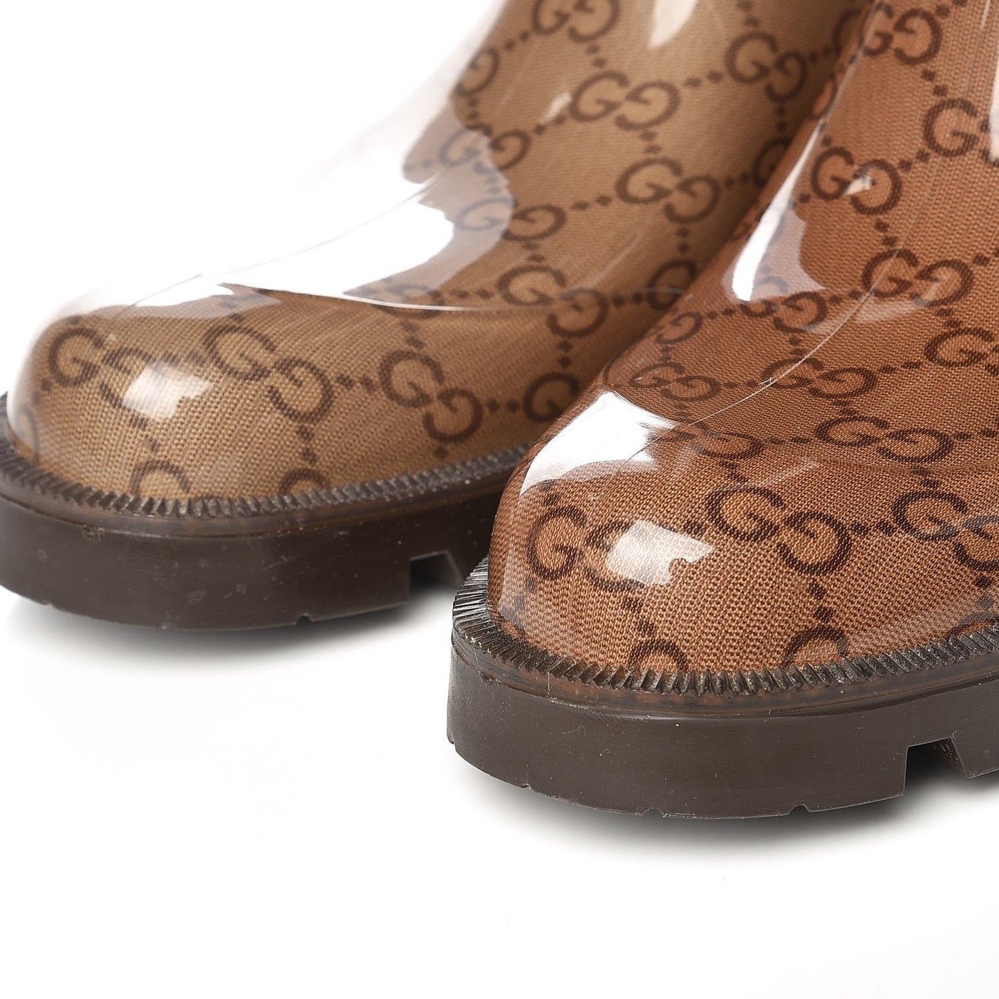 Rubber Monogram Edinburg Rain Boots 39 Transparent Cocoa