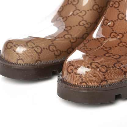 Gucci Rubber Monogram Edinburg Rain Boots 39 Transparent Cocoa 5 of 8