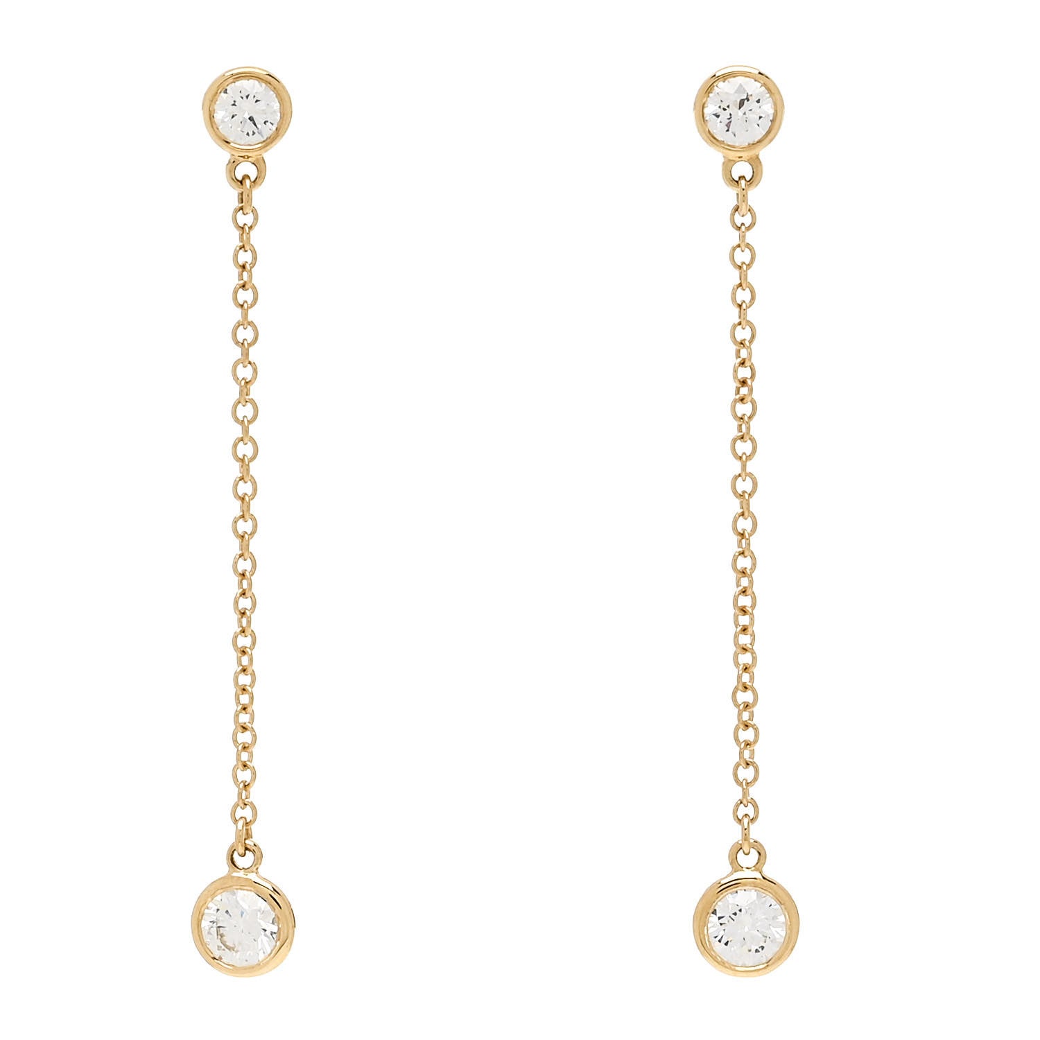 Tiffany 18K Yellow Gold Diamond .39ctw Elsa Peretti Diamonds by the Yard Drop Earrings 1 of 6