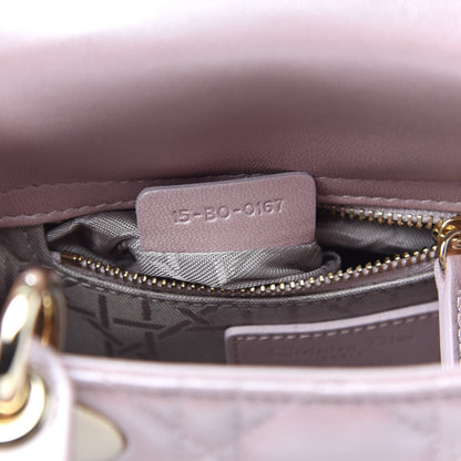 Christian Dior Metallic Lambskin Cannage Mini Lady Dior Lotus 7 of 9
