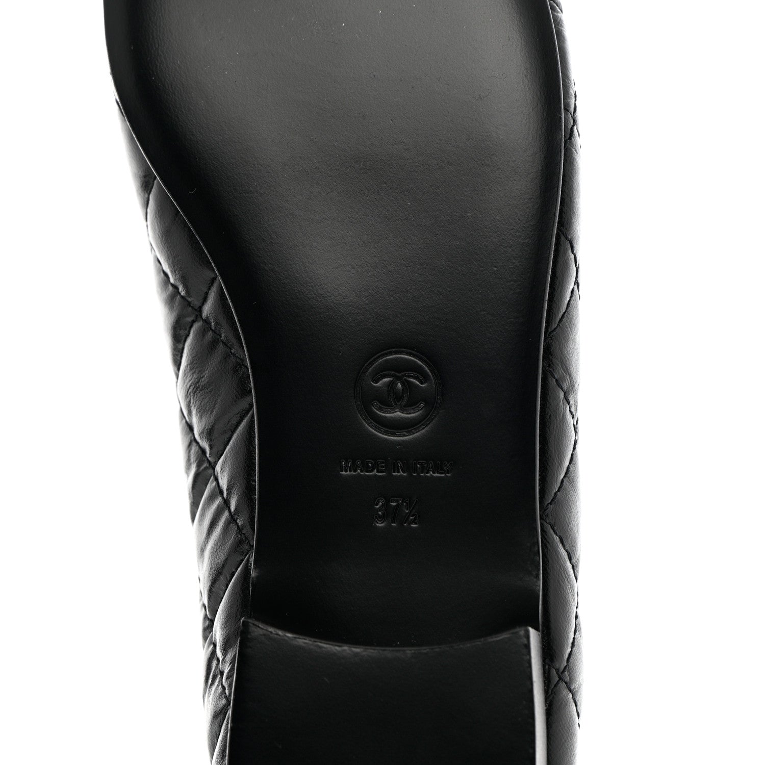 Chanel Aged Calfskin Quilted CC Cap Toe Ballerina Flats 37.5 Black 9 of 11