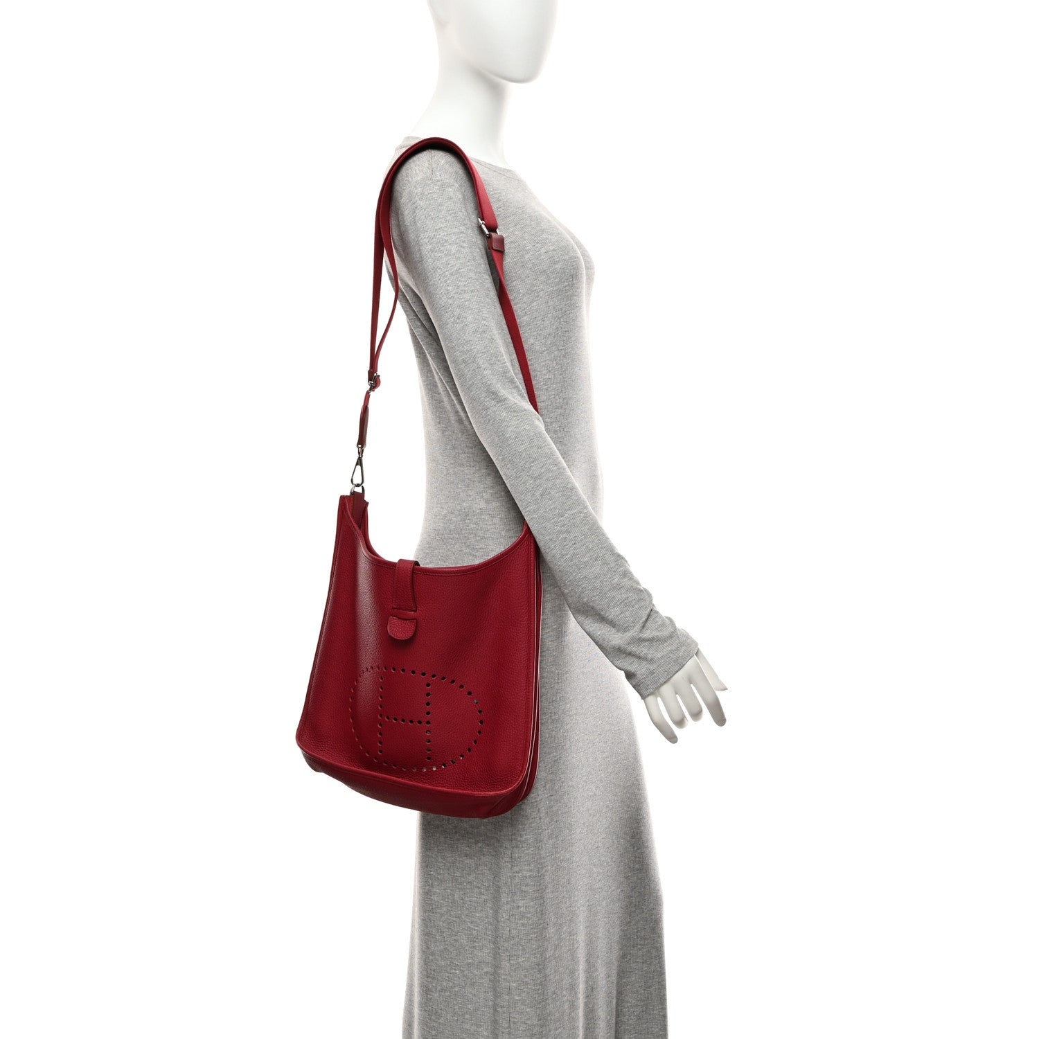 Hermes Taurillon Clemence Evelyne III GM Rouge H 2 of 10