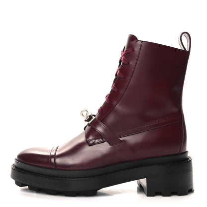 Hermes Glossed Calfskin Funk Ankle Boots 36 Rouge H 1 of 9