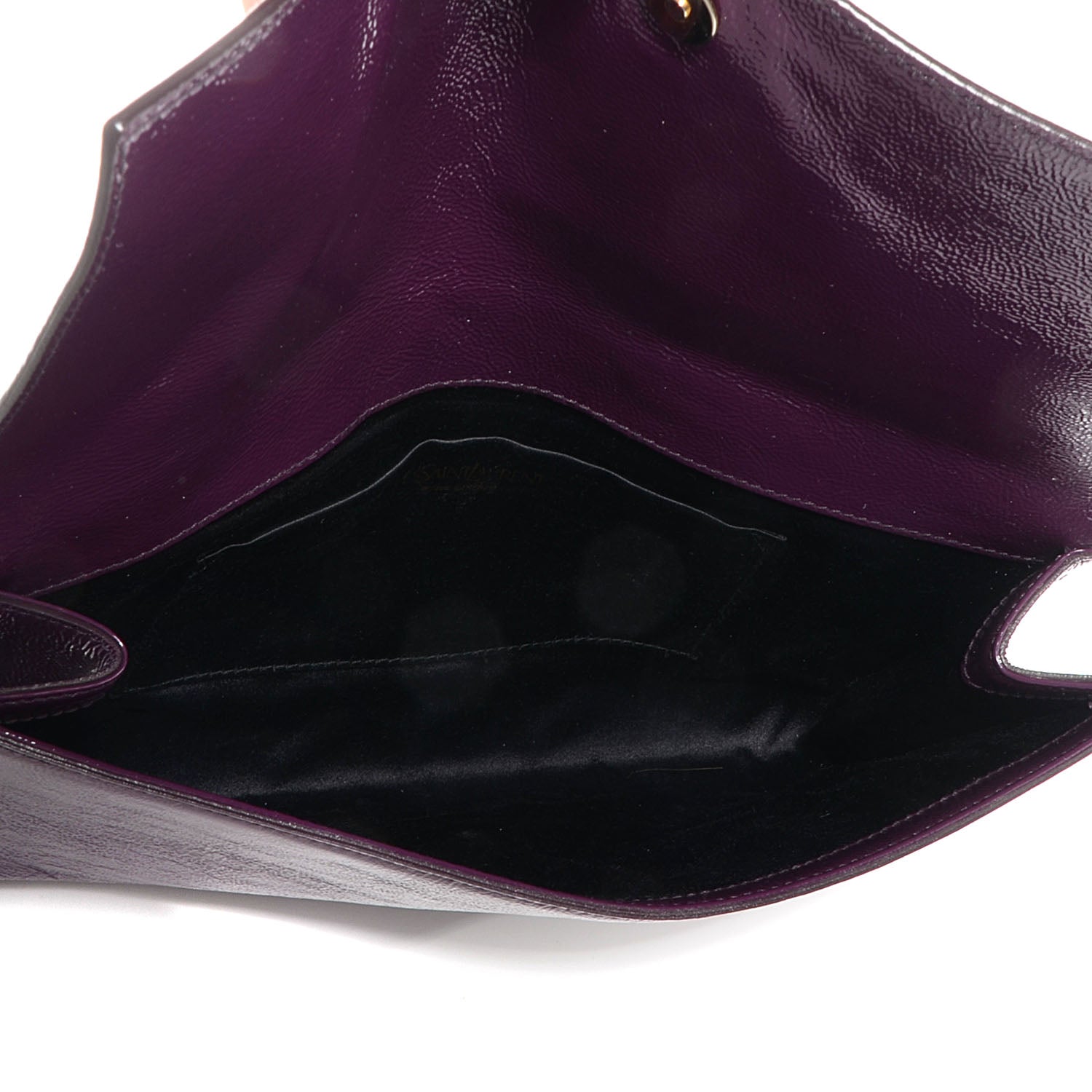 Saint Laurent Patent Large Belle De Jour Clutch Violet 5 of 7