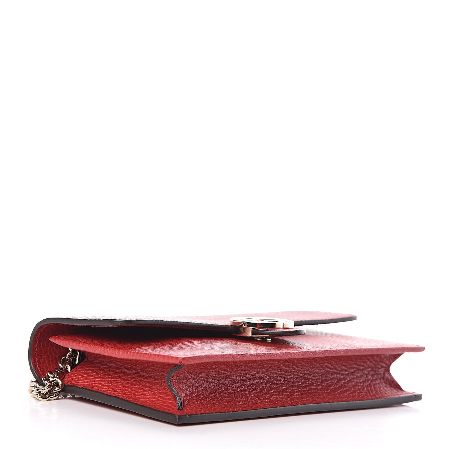 Dollar Calfskin Interlocking G Chain Wallet Red