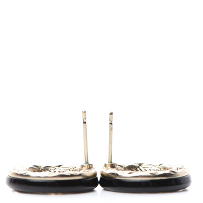 Chanel Resin CC Earrings Gold Black 3 of 5