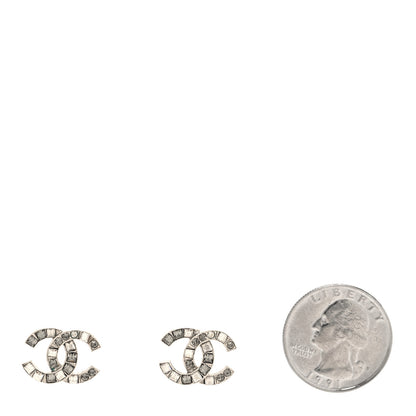 Chanel Baguette Crystal CC Earrings Silver 2 of 5
