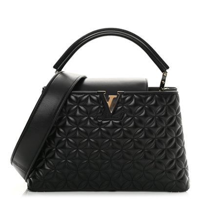 Louis Vuitton Lambskin Quilted Flower Capucines PM Black 1 of 12