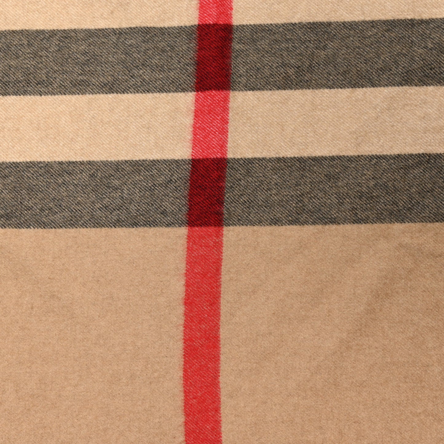 Cashmere Giant Check Triangle Fringe Scarf Beige