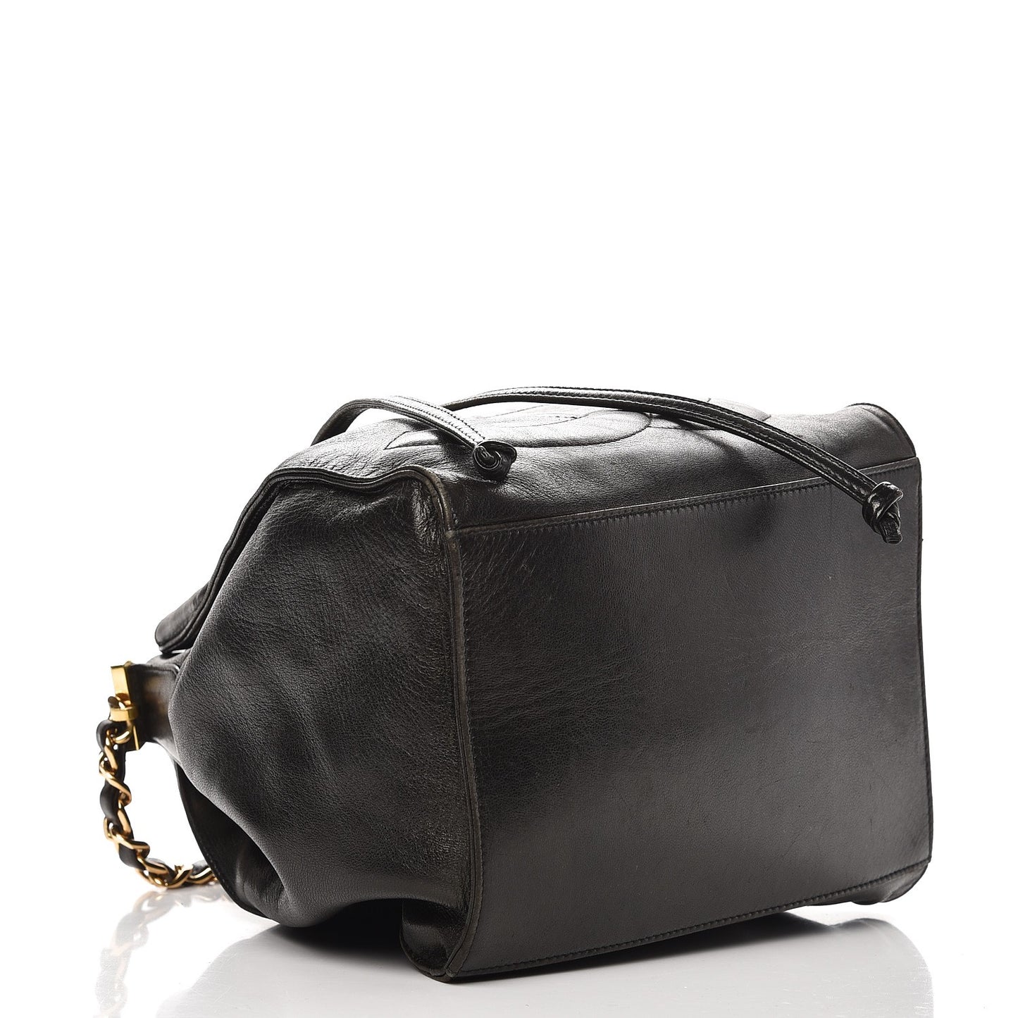 Lambskin CC Drawstring Shoulder Bag Black